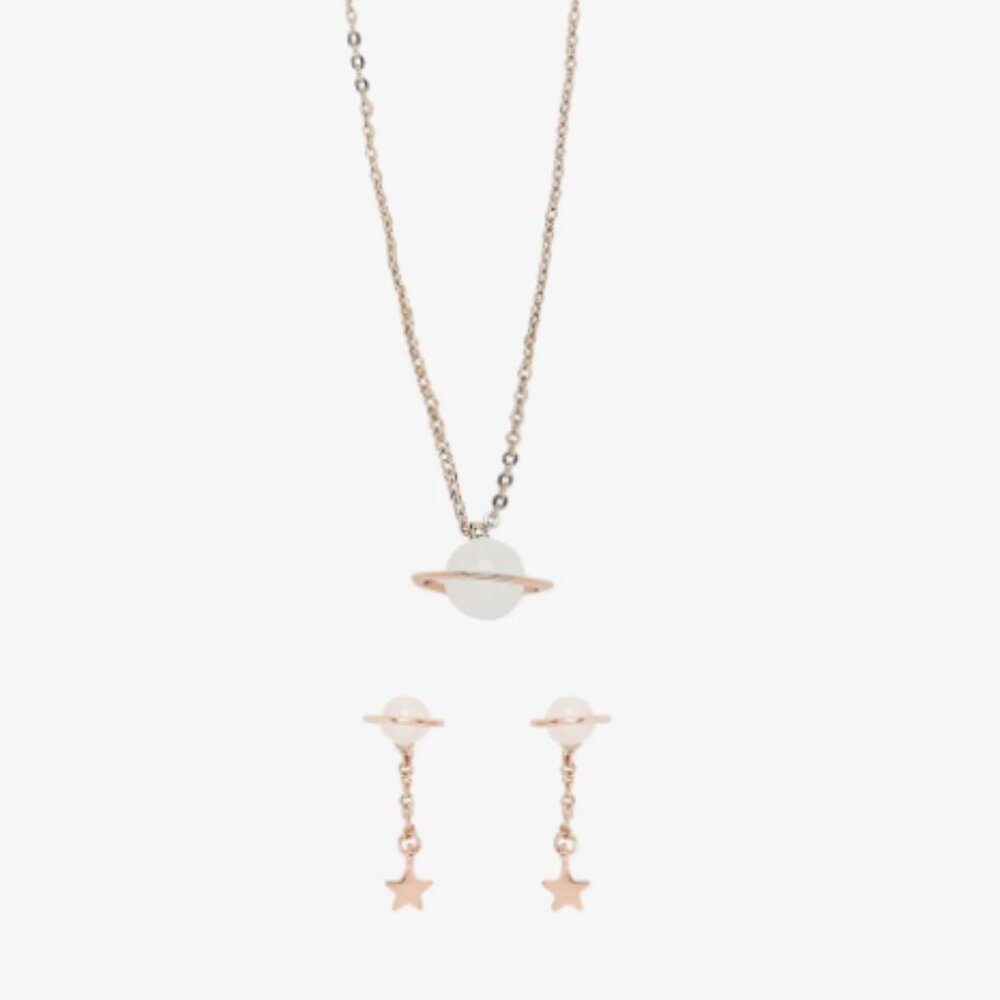 Pura Vida Saturn Necklace & Earring Set NWT